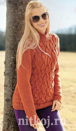 Классический свитер для женщины спицами
