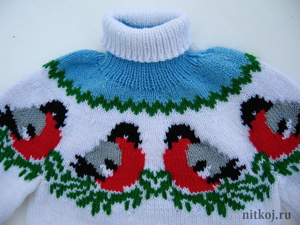 свитер детский со снегирями схема