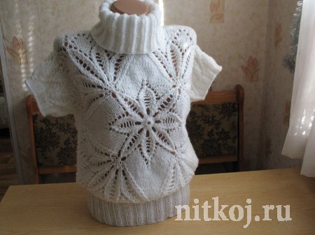Пуловер «Морозный узор» спицами