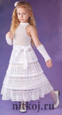 Белое платье для девочки крючком