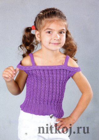 Фиолетовый топ спицами для девочки