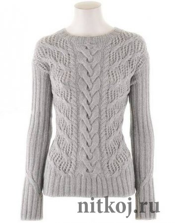 Ажурный пуловер спицами с описанием