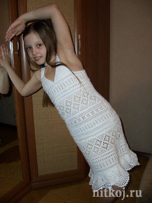 Филейное платье для девочки