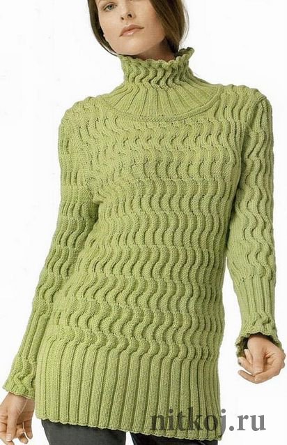 Удлиненный свитер с широкими косами — телеателье-мытищи.рф - схемы с описанием для вязания спицами и крючком