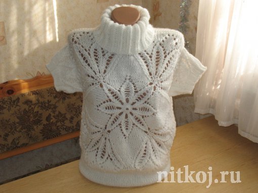 Пуловер «Морозный узор» спицами