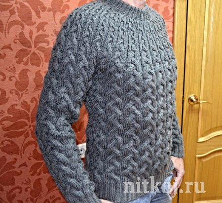 Мужской свитер из кос спицами Michael Kors