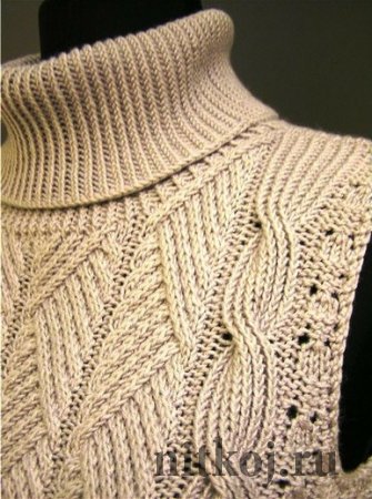 Жилет и свитер одинаковым узором спицами